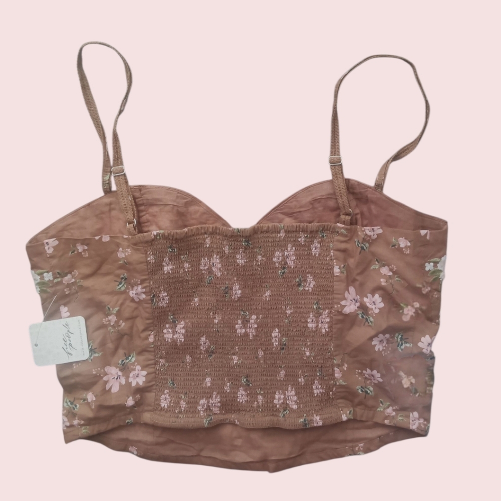 NWT Free People Wild Flowers Embroidered Bustier Top Brown S - Picture 5 of 6